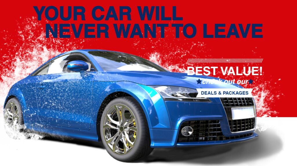 Blue Car Splashed with water and not wanting to leave